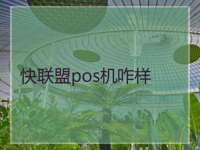 快联盟pos机咋样