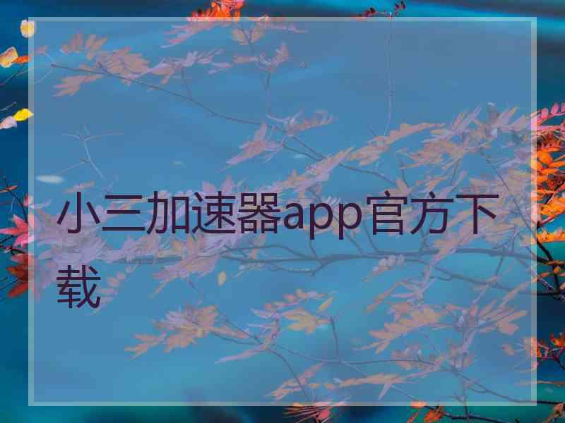 小三加速器app官方下载