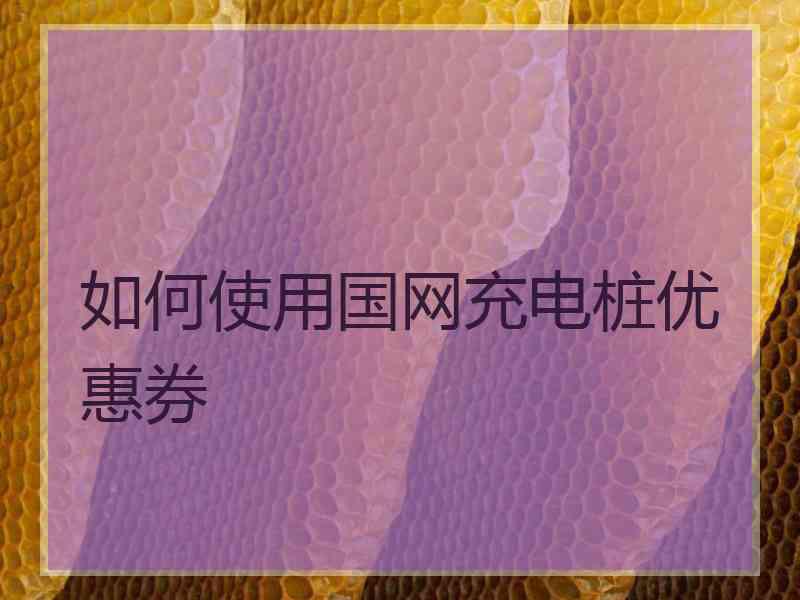 如何使用国网充电桩优惠券