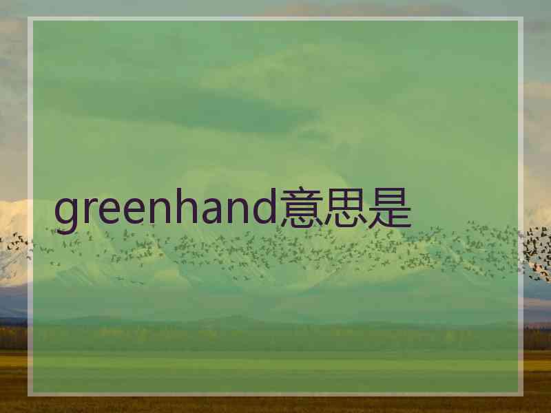 greenhand意思是