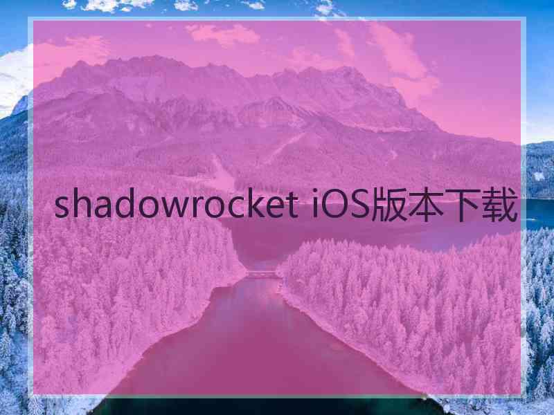 shadowrocket iOS版本下载