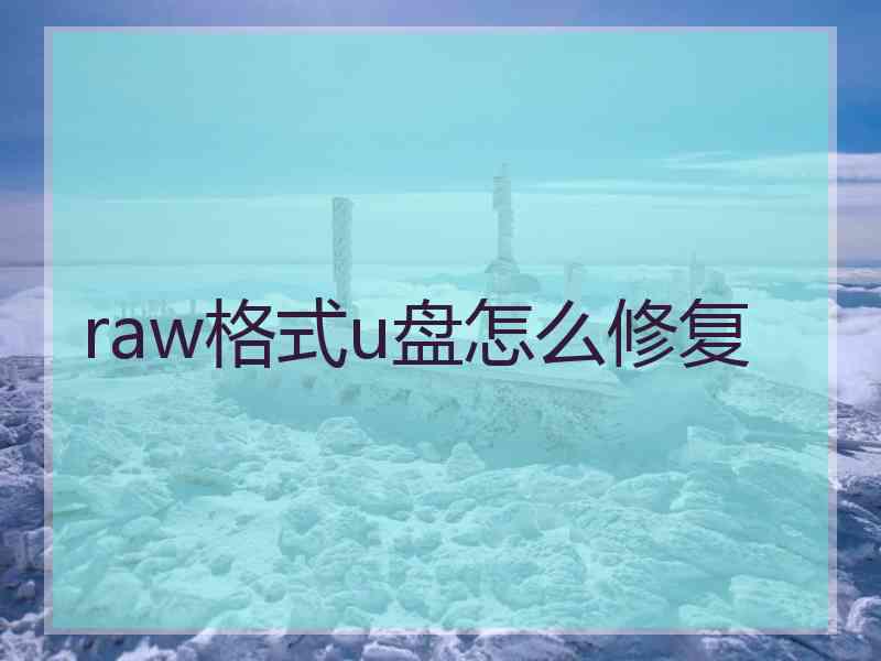 raw格式u盘怎么修复