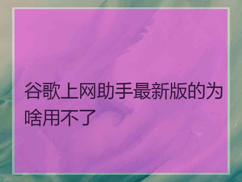 谷歌上网助手最新版的为啥用不了