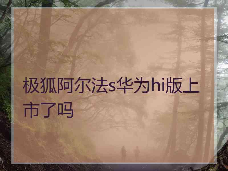 极狐阿尔法s华为hi版上市了吗