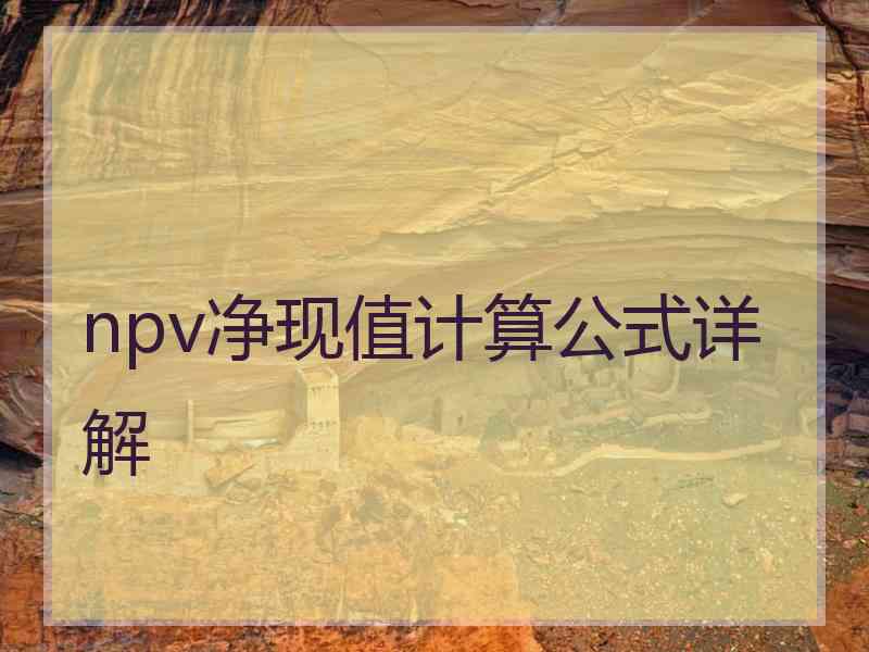 npv净现值计算公式详解