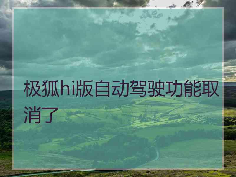 极狐hi版自动驾驶功能取消了