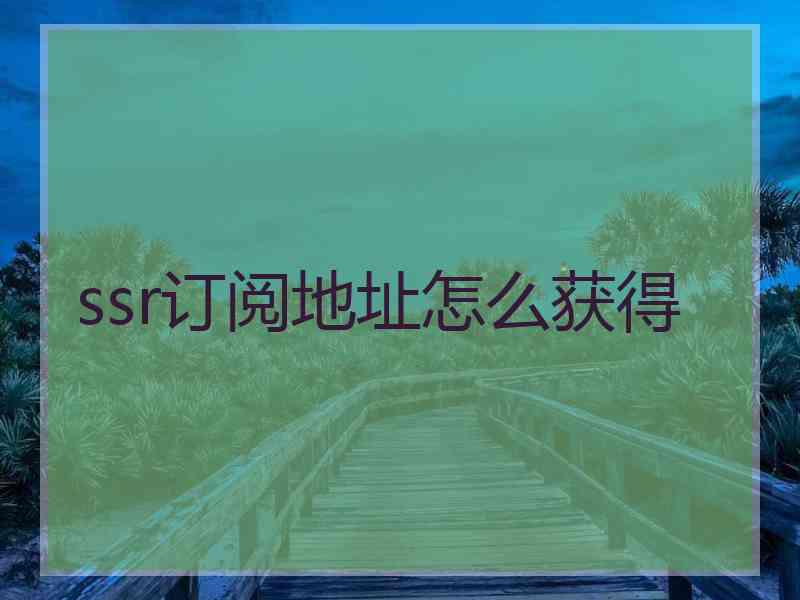 ssr订阅地址怎么获得