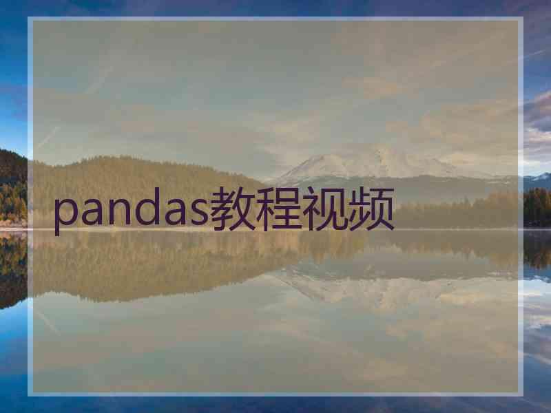 pandas教程视频