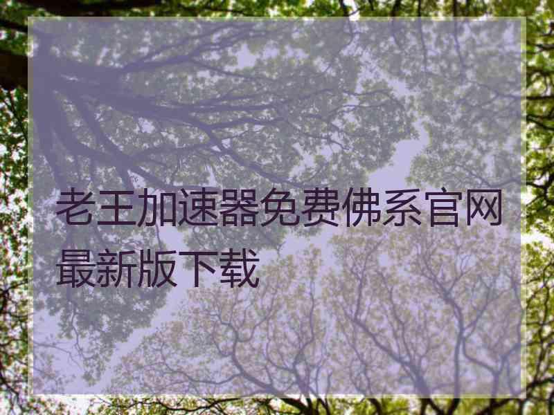 老王加速器免费佛系官网最新版下载