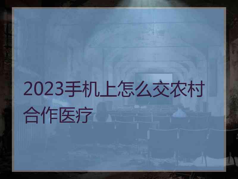 2023手机上怎么交农村合作医疗