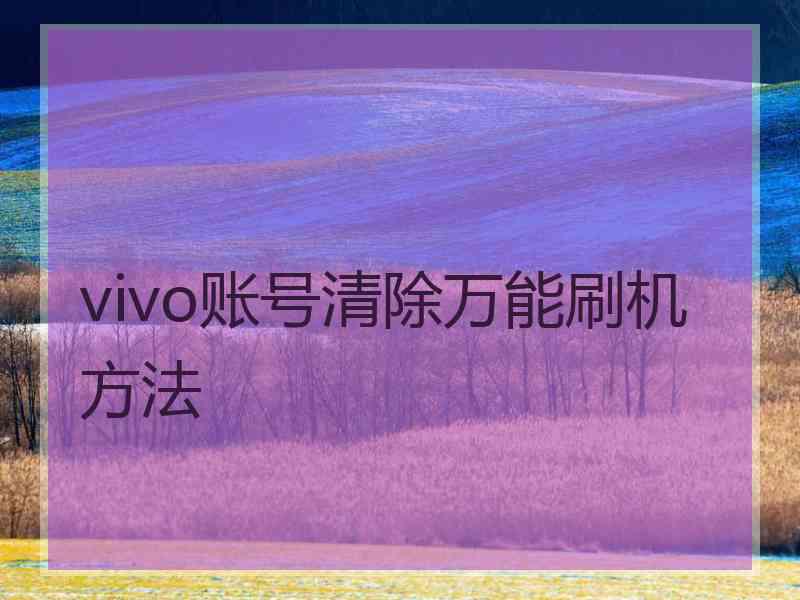 vivo账号清除万能刷机方法