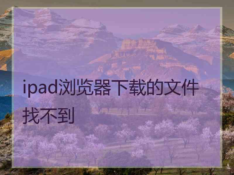 ipad浏览器下载的文件找不到