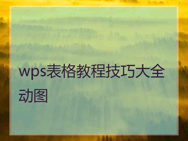 wps表格教程技巧大全动图