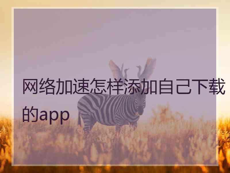 网络加速怎样添加自己下载的app