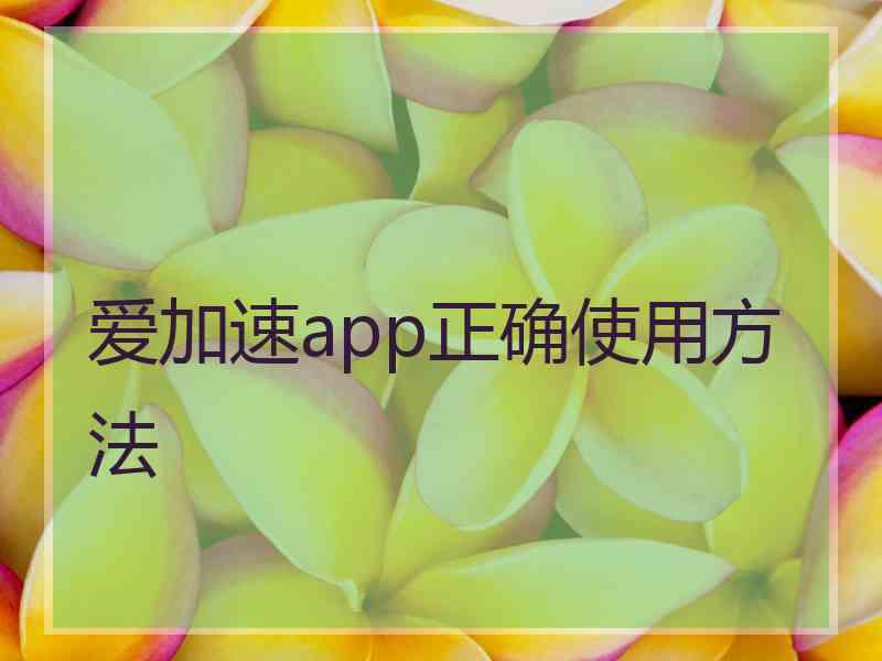 爱加速app正确使用方法